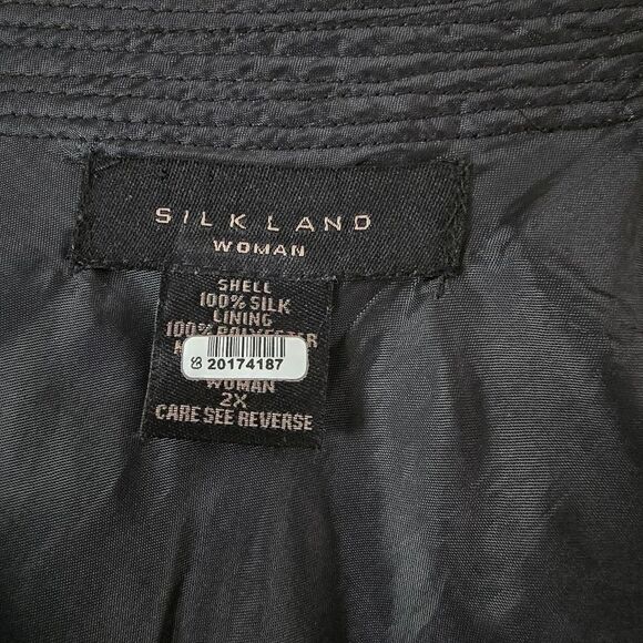 SILKLAND Womens Top 100%Silk Size 2X Black Embrodered Black Western Bohemian - Picture 4 of 6